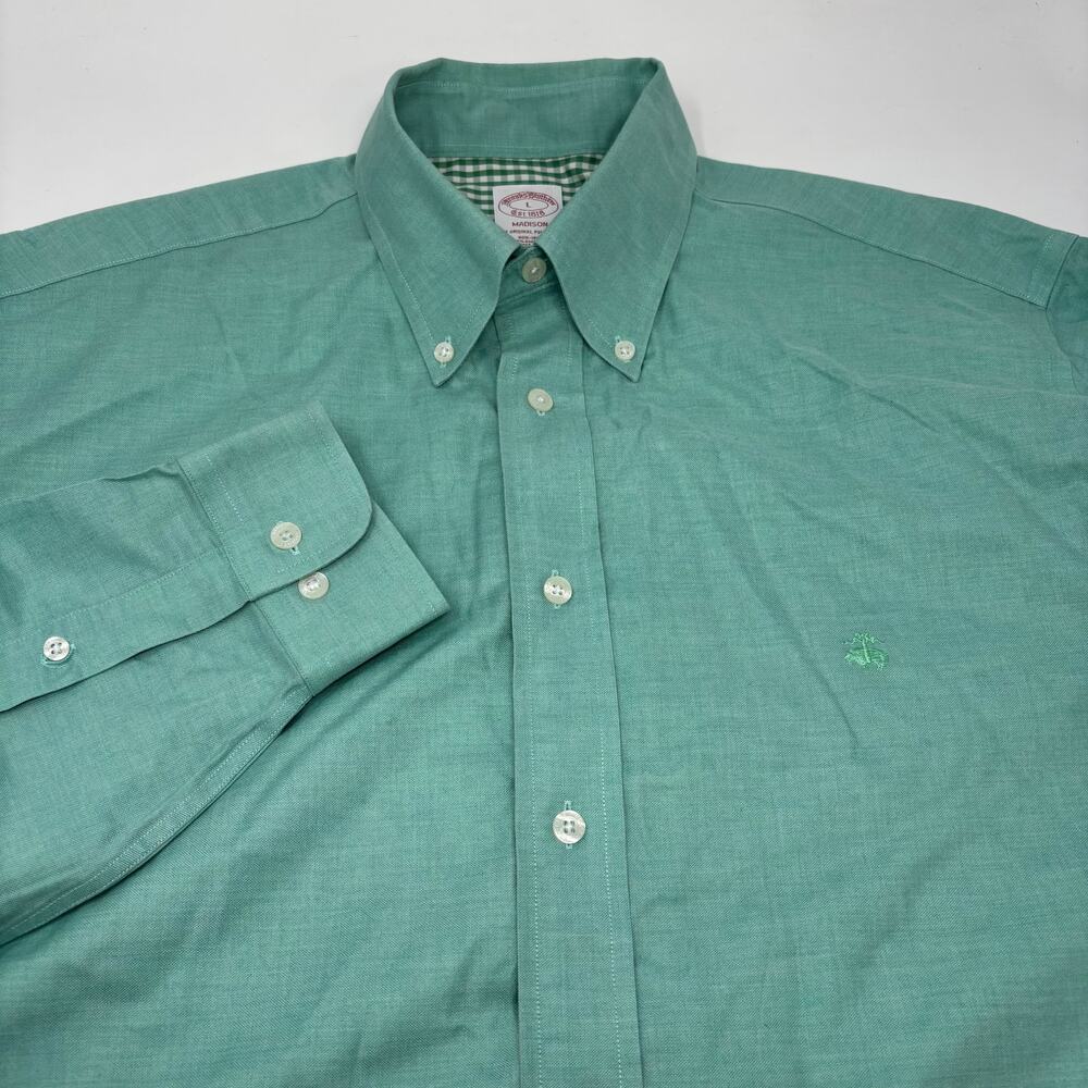 Brooks Brothers Large Mint Green Long Sleeve Button Down Madison Shirt
